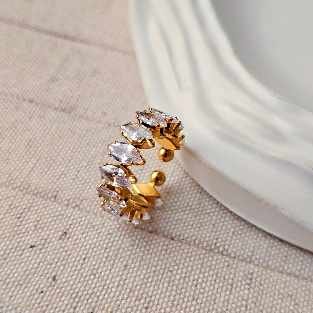 Zircon Marquise Adjustable Ring 18kt Gold - Lazuli